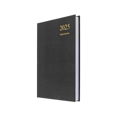 Abbildung von Collins Essential E ESSA51A.99 25 umweltfreundlicher Terminplaner für 2025, A5, Tagesansicht, Business Planer mit Ledernarbung, Hardcover Einband und Recyclingpapier, Schwarz