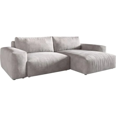 Abbildung von Ecksofa Lanzo XL 270x180 cm Cord Silbergrau Recamiere variabel
