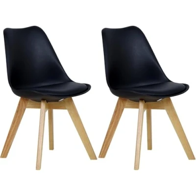 Abbildung von WOLTU BH29sz 2 x Esszimmerstühle 2er Set Esszimmerstuhl Design Stuhl Küchenstuhl Holz, Schwarz