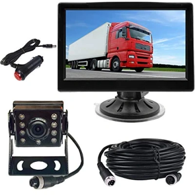 Abbildung von 4Pin Auto Rückfahrkamera Parkassistenzsystem, 12V 24V 5 &quot;TFT LCD HD Farb Rückfahrmonitor + 8 LEDs Nachtsicht wasserdichte