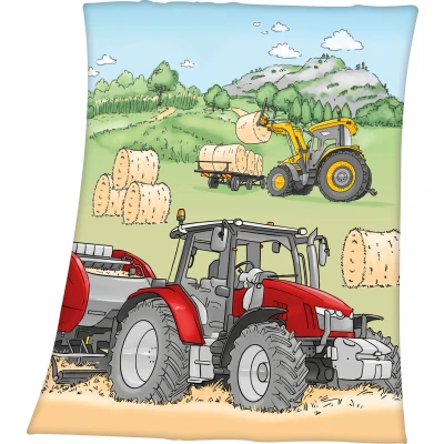 Abbildung von Babydecke Traktor Fleecedecke Gr. 130x160 cm gesäumt Kuscheldecke, Herding, Kinder Kuscheldecke