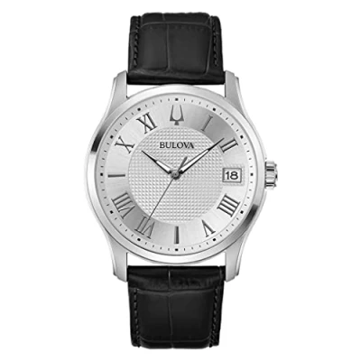 Abbildung von Bulova Herren Analog Quarz Uhr mit Leder Armband 96B388