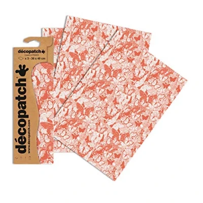 Abbildung von Decopatch Papier No. 762 (orange lachs Schmetterlinge, 395 x 298 mm) 3er Pack