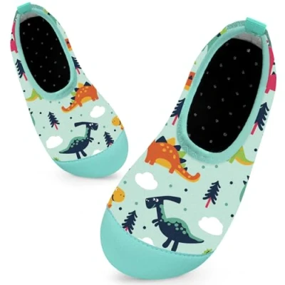 Abbildung von Mabove Badeschuhe Kinder Schwimmschuhe Wasserschuhe Schnell Trocknend Strandschuhe Aquaschuhe für Jungen Baby Beach Pool(Dinosaurier Welt Grün,30/31 EU)