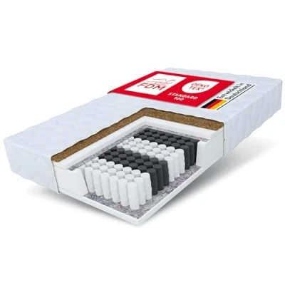 Abbildung von FDM Home Plus Matratze 140x190 cm Taschenfederkern Höhe 17 Härtegrad H3 H4 7 Liegezonen Öko Tex Allergikergeeignet Bezug Waschbar Kokosfaser Einlage