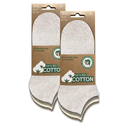 Abbildung von Herren &amp; Damen 100% BIO Baumwolle Sneaker Socken Kurzer Schaft (8 Paar) Natur 39 42