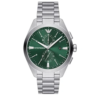 Abbildung von Emporio Armani Chronograph silvercoloured/green, Herren, Größe: One Size, Silver coloured/green