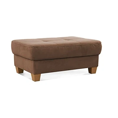 Abbildung von CAVADORE Hocker Puccino mit Holzfüßen im Landhausstil / Beistellhocker für Sofa 99 x 45 65 cm Mikrofaser Chocco