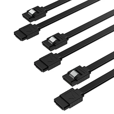 Abbildung von Sabrent SATA III Kabel (3 Stück), HDD SDD Datenkabel 6Gbps 51cm, mit Metall Clip Verriegelungsriegel (CB SFK3)