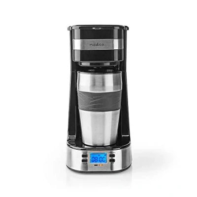 Abbildung von NEDIS Kaffeemaschine Filter Kaffee 0.4 l 1 Tassen Timer einschalten Schwarz / Silber