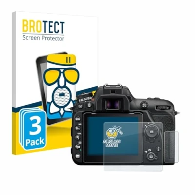 Abbildung von BROTECT Entspiegelungs Schutzglas für Nikon D7500 (3 Stück) Schutz Folie Panzerfolie Glas Matt [Extrem Kratzfest 9H, Anti Reflex, Fingerprint]