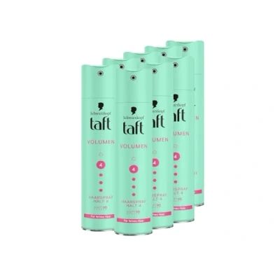 Abbildung von Schwarzkopf Taft Haarspray Volumen (8x 250 ml), Haltegrad 4 Haarstyling, für feines Haar, Haarspray, vegane Formel*