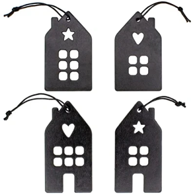 Abbildung von Papierdrachen Christbaumschmuck 12 Anhänger aus Holz für den Weihnachtsbaum Baumschmuck Weihnachtsbaumdekoration Baumdeko Weihnachtsdekoration Schwarze Häuser Set 13