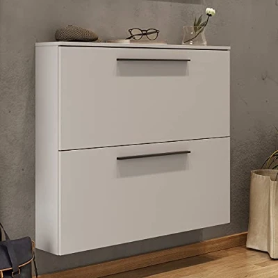 Abbildung von Lomadox Schuhschrank UTRERA 01 Schuhkipper Flur schmal, modern, Kaschmir, weiß, B/H/T: 100/85/19 cm