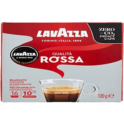 Abbildung von Lavazza A Modo Mio Qualità Rossa, 16 Kaffeekapseln, mit Aromanoten von Schokolade und Nuss, Arabica &amp; Robusta, 10/13, Mittlere Röstung, 1 Packung Espresso Kapseln
