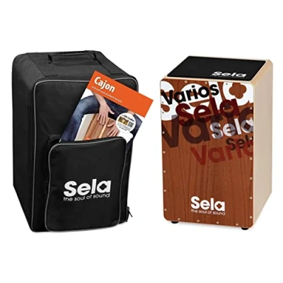 Abbildung von Sela SE 092 Varios Snare Cajon Einsteiger Bundle mit System, aufgebaut, Rucksack, Sitzpad, Schule, CD, DVD