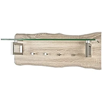 Abbildung von HAKU Möbel Wandgarderobe edelstahloptik, Eiche hell, MDF, Metall Maße: B 75 cm x H 29 T 22 cm, Style: Modern
