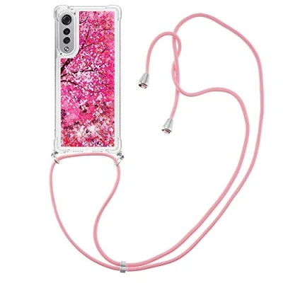 Abbildung von HiCASE Pro Handykette Hülle für LG Velvet 5G/LG G9 Velvet, Handyhülle Glitter Flüssig Treibsand Bumper Schutzhülle Silikon TPU Case mit Band Kettezum Umhängen