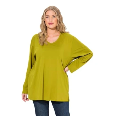 Abbildung von Ulla Popken Rundhalsshirt Shirt V Ausschnitt Relaxed Langarm