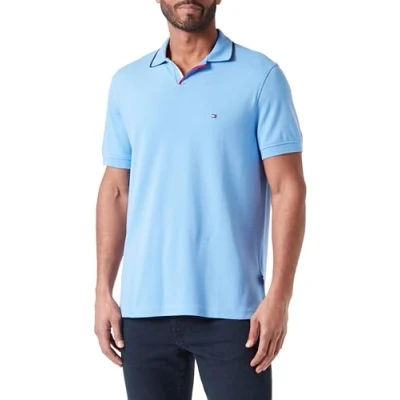 Abbildung von Tommy Hilfiger Herren Poloshirt Kurzarm Rwb Tipped V Collar Reg Polo Regular Fit, Blau (Blue Spell), XS