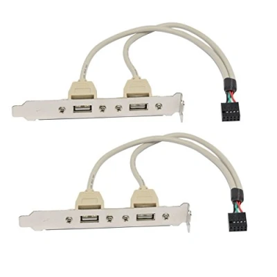 Abbildung von SinLoon USB 2.0 Slotblech 2 Port Mainboard Rückseite Erweiterung Halterung auf IDC 9 Pin Motherboard Kabel Host Adapter(2er Pack)