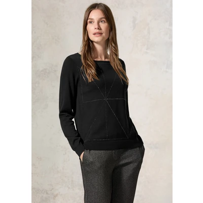 Abbildung von Cecil MIT Glitzerdetails Strickpullover, Damen, Größe: Large, Schwarz