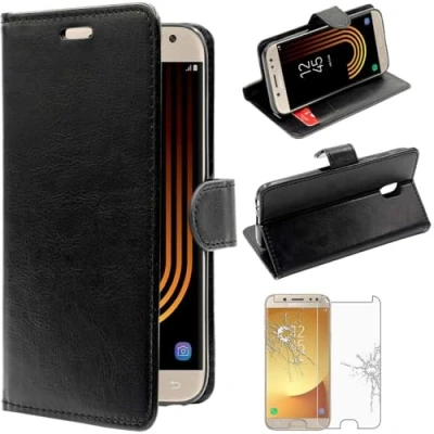 Abbildung von ebestStar kompatibel mit Samsung Galaxy J5 2017 Hülle SM J530F Kunstleder Wallet Case Handyhülle (PU Leder), Kartenfächern, Standfunktion, Schwarz + Panzer Schutz Glas
