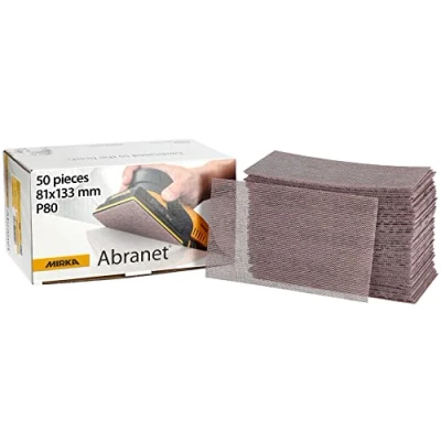 Abbildung von Mirka Abranet Netz Schleifstreifen 81x133 mm Klett / Korn P80 50 Stk zum Schleifen von Holz, Spachtel, Lack, Kunststoff 5417805080