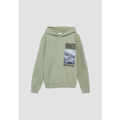 Abbildung von s.Oliver MIT Frontprint Kapuzenpullover für Kinder, Größe: 158/164, Helles olivgrün