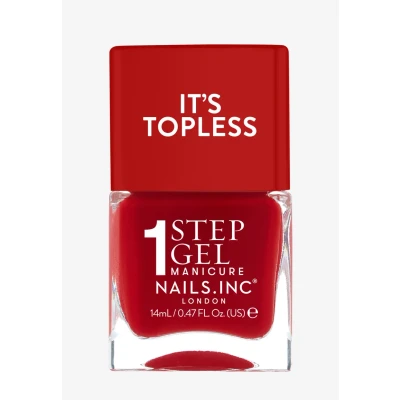 Abbildung von Nails Inc Topless Kendall (Lippenstift rot) Gel Nagellack ohne UV 1 Schritt Maniküre mit ca. 8 Tagen Halt Schnelltrocknend, vegan &amp; 21 free Für Kinder Erwachsene Base Top Coat