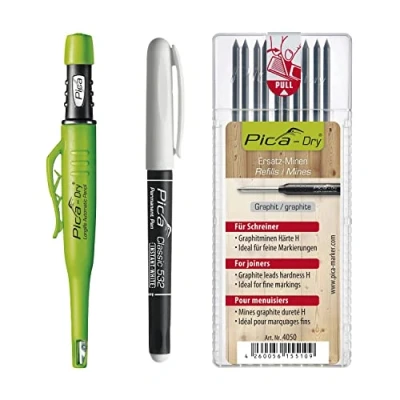 Abbildung von vasalat Pica Permanent Marker + Dry Tieflochmarker Graphit 10 Ersatzminen