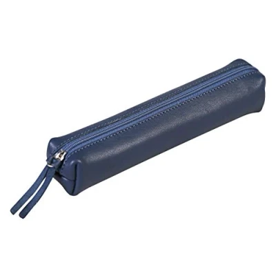 Abbildung von Clairefontaine 410153C Schlampermäppchen Slim, aus Lammleder, 19,5 x 2,5 4cm, 1 Stück, Dunkelblau