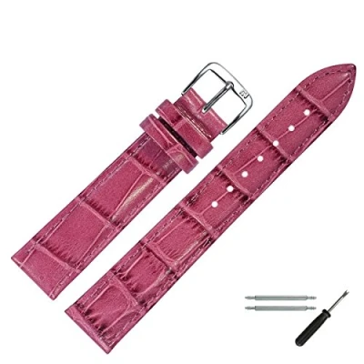 Abbildung von MARBURGER Uhrenarmband 20mm Leder Alligator Prägung, Prägung Rindsleder Bombage mit Naht in Artikelfarbe