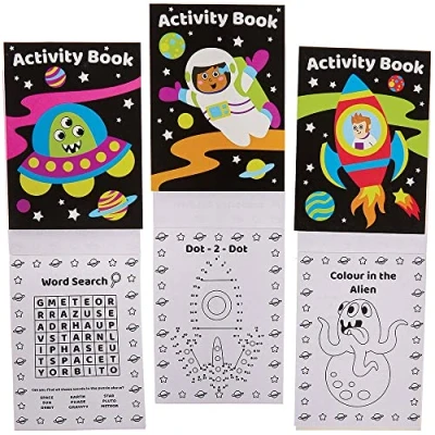 Abbildung von Baker Ross FX314 Weltall Mini Aktivitäten Bücher 12er Pack, Puzzles und Malen nach Zahlen für Kinder ab 3 Jahren, Mittel