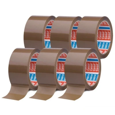 Abbildung von tesa Klebeband tesapack Packband je 66 m : 50 mm (Spar Set, 6 St., x tesaPACK® 64014 PP) Paketklebeband leises und sauberes Verpacken braun