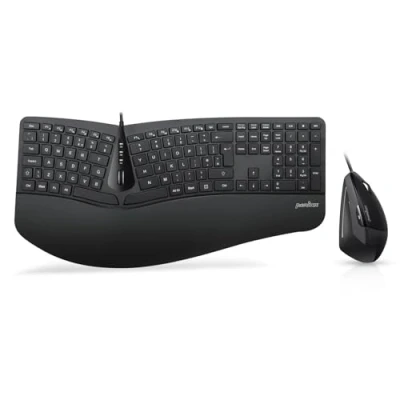 Abbildung von Perixx Periduo 505, kabelgebundene ergonomische Geteilte Tastatur und vertikale Maus, Combo mit Verstellbarer Handballenauflage flachen Membran Tasten, UK Layout