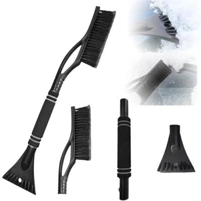 Abbildung von Amebleak Auto Eiskratzer 60cm, 2 in1 Reinigungsbürste Schneebesen mit Besen, Schneebürste Schneekratzer und Bürste Schaumstoffgriff für PKW, LKW SUV (Schwarz)