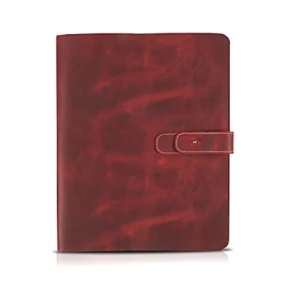 Abbildung von LONDO Echtledertablettenhülle mit Zwei Kartenfächern und Lederstift / Apple Stifthalter (Rot, 11 Inch)