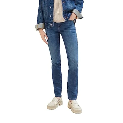Abbildung von TOM TAILOR Damen 1039847 Kate Straight Fit Jeans, 10281 mid Stone wash Denim, 31/30