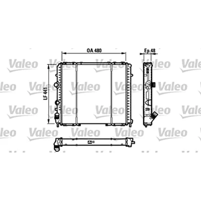 Abbildung von VALEO 732072 Kühler, Motorkühlung Aluminium 480 441 47 ohne Kühlmittelregler Kühlrippen mechanisch gefügt RENAULT: Kangoo I, I Rapid