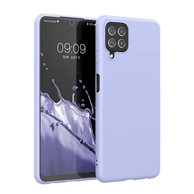 Abbildung von kwmobile Hülle kompatibel mit Samsung Galaxy A22 4G weiches TPU Silikon Case Cover geeignet für kabelloses Laden Pastell Lavendel