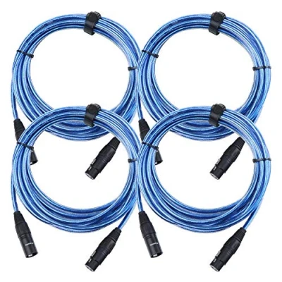 Abbildung von 4er Set Pronomic XFXM Blue 5 Mikrofonkabel (5m Länge, XLR female 3 pol &gt; male pol, Stecker handgelötet, säure und ölfest, Spannzangen Zugentlastung) Metallic Blau