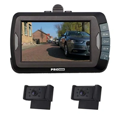Abbildung von ProUser 16251 DRC4320 Digitales 20125 Funk Rückfahrkamerasystem für 12V und 24V Systeme mit 4.3 Zoll Monitor 2 Nachtsichtkameras ohne Signalstörungen