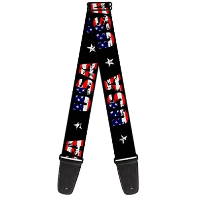 Abbildung von Gitarrengurt von Buckle Down USA w/Star Black/US Flags