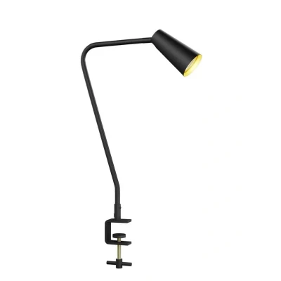 Abbildung von Lucande Klemmleuchte Angelina, schwarz/gold, Metall, 47cm