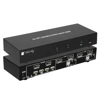Abbildung von Techly 101928 KVM Switch 2 Ports DisplayPort 1.2 für Dual Monitor schwarz