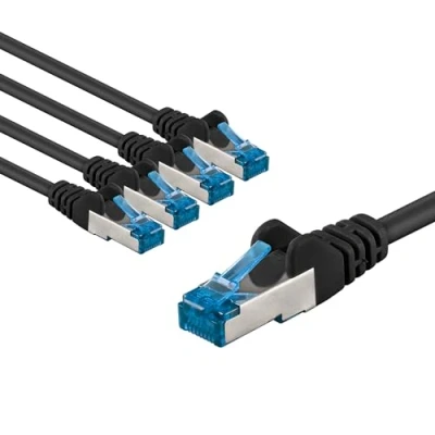 Abbildung von goobay 66041 CAT 6a Netzwerkkabel im 5er Set/Patchkabel geschirmt S/FTP/CU Ethernet Kabel, PiMF, LSZH/Cat Kabel mit 10Gbits / Schwarz 5x 2m