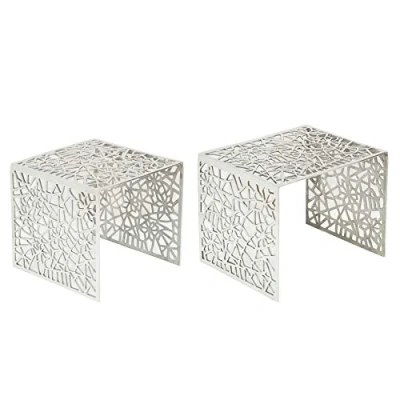 Abbildung von riess ambiente Couchtisch ABSTRACT 49cm silber (Set, 2 St), Wohnzimmer · Metall eckig Handarbeit Gap Design Modern