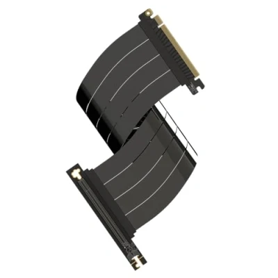 Abbildung von LINKUP AVA5 PCIe 5.0 Riser Kabel [40cm] Zukunftssicher für Gen 5 GPU Vertikal Montage x16 128GB/s Geschwindigkeit 4.0 &amp; WRX80/WRX90E Kompatibel Rechter Winkel Schwarz