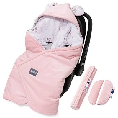 Abbildung von Bellochi Universal Baby Einschlagdecke für Babyschale und Autositz Kinderwagendecke Fußsäck aus Baumwolle Samt z.B. passend Maxi Cosi, Römer, Cybex Habarigani